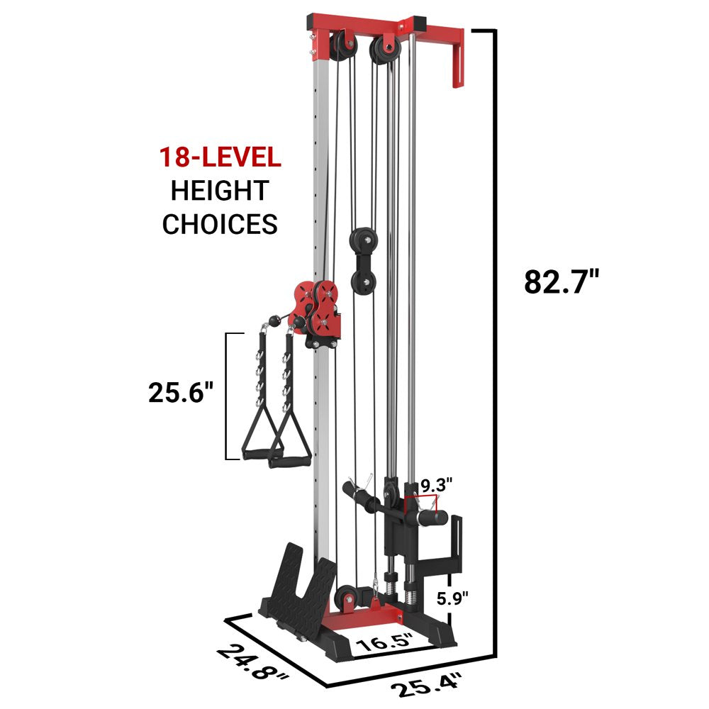 Cable Crossover Machine Home Gym, 400 Lbs Wall Mount Cable Station Fit 1"/2" Plates,Lat Pull down Machine with 18 Positions Dual Pulley System for Home Gym Equipment