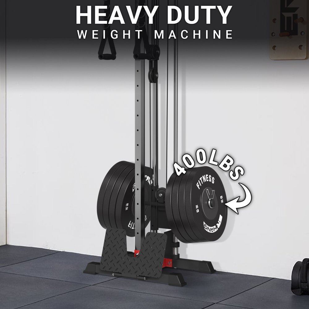 Cable Crossover Machine Home Gym, 400 Lbs Wall Mount Cable Station Fit 1"/2" Plates,Lat Pull down Machine with 18 Positions Dual Pulley System for Home Gym Equipment