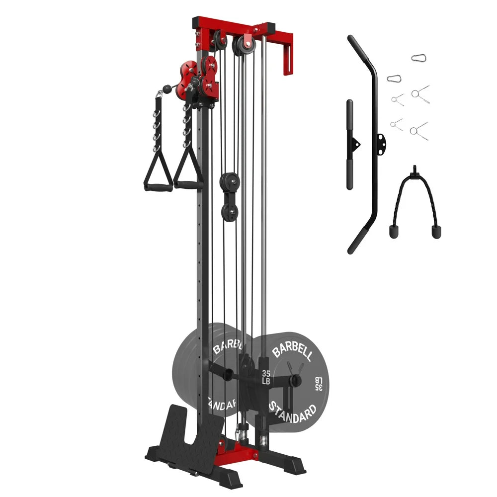 Cable Crossover Machine Home Gym, 400 Lbs Wall Mount Cable Station Fit 1"/2" Plates,Lat Pull down Machine with 18 Positions Dual Pulley System for Home Gym Equipment