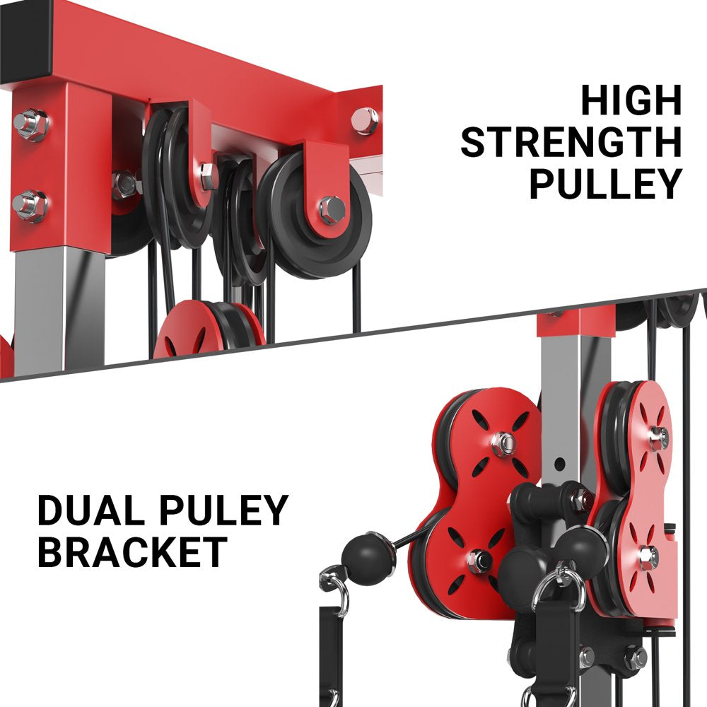Cable Crossover Machine Home Gym, 400 Lbs Wall Mount Cable Station Fit 1"/2" Plates,Lat Pull down Machine with 18 Positions Dual Pulley System for Home Gym Equipment