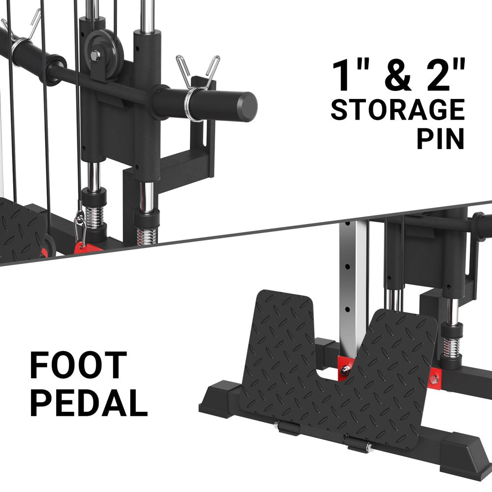 Cable Crossover Machine Home Gym, 400 Lbs Wall Mount Cable Station Fit 1"/2" Plates,Lat Pull down Machine with 18 Positions Dual Pulley System for Home Gym Equipment