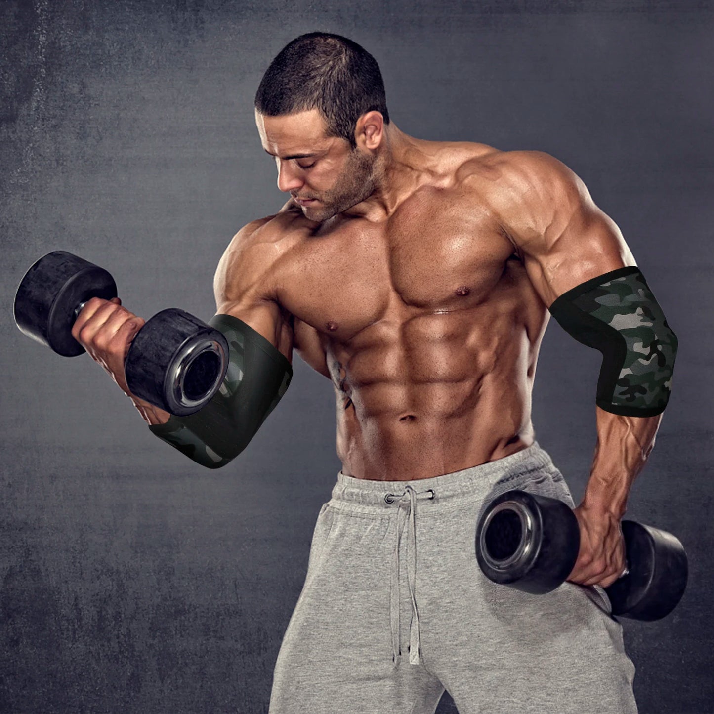 Skangduke 1Pair 7MM Elbow Pads Dumbbells Crossfit Gym Weights Bodybuilding Weightlifting Elbow Brace Support Fitness Training