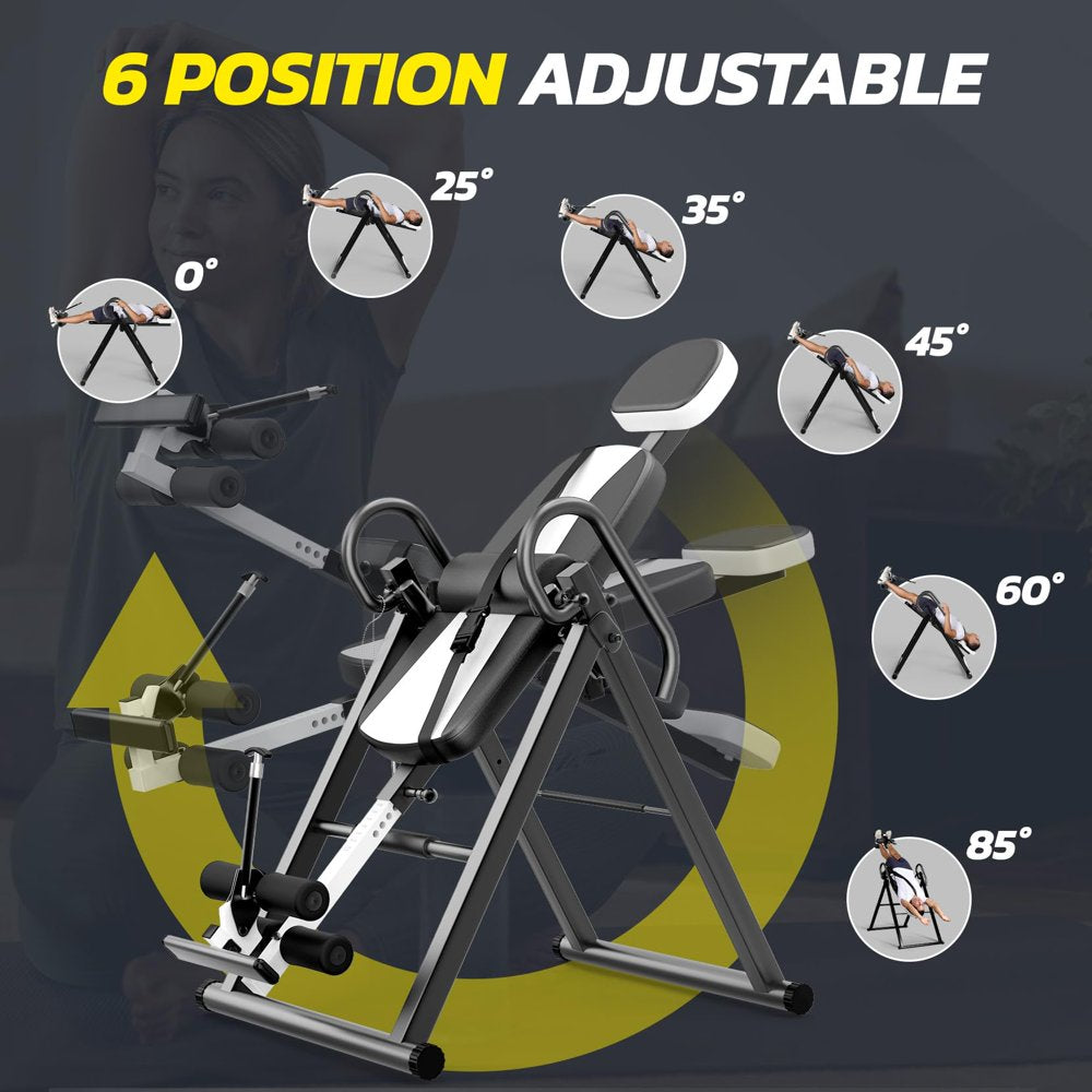 Gravity Heavy Duty Inversion Table with Headrest & Adjustable Protective Belt Back Stretcher Machine for Pain Relief Therapy