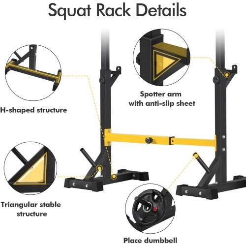Fully Adjustable Squat Rack/Bench Press for Home Gym