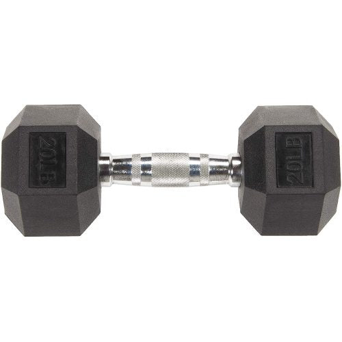 Rubber Encased Hex Dumbbell Single 20 lb