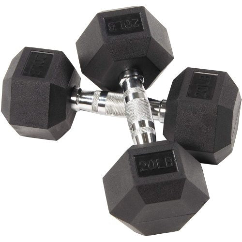Rubber Encased Hex Dumbbell Single 20 lb