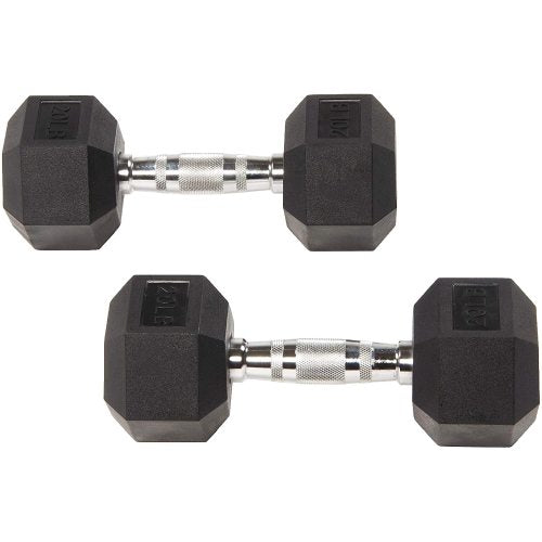 Rubber Encased Hex Dumbbell Single 20 lb