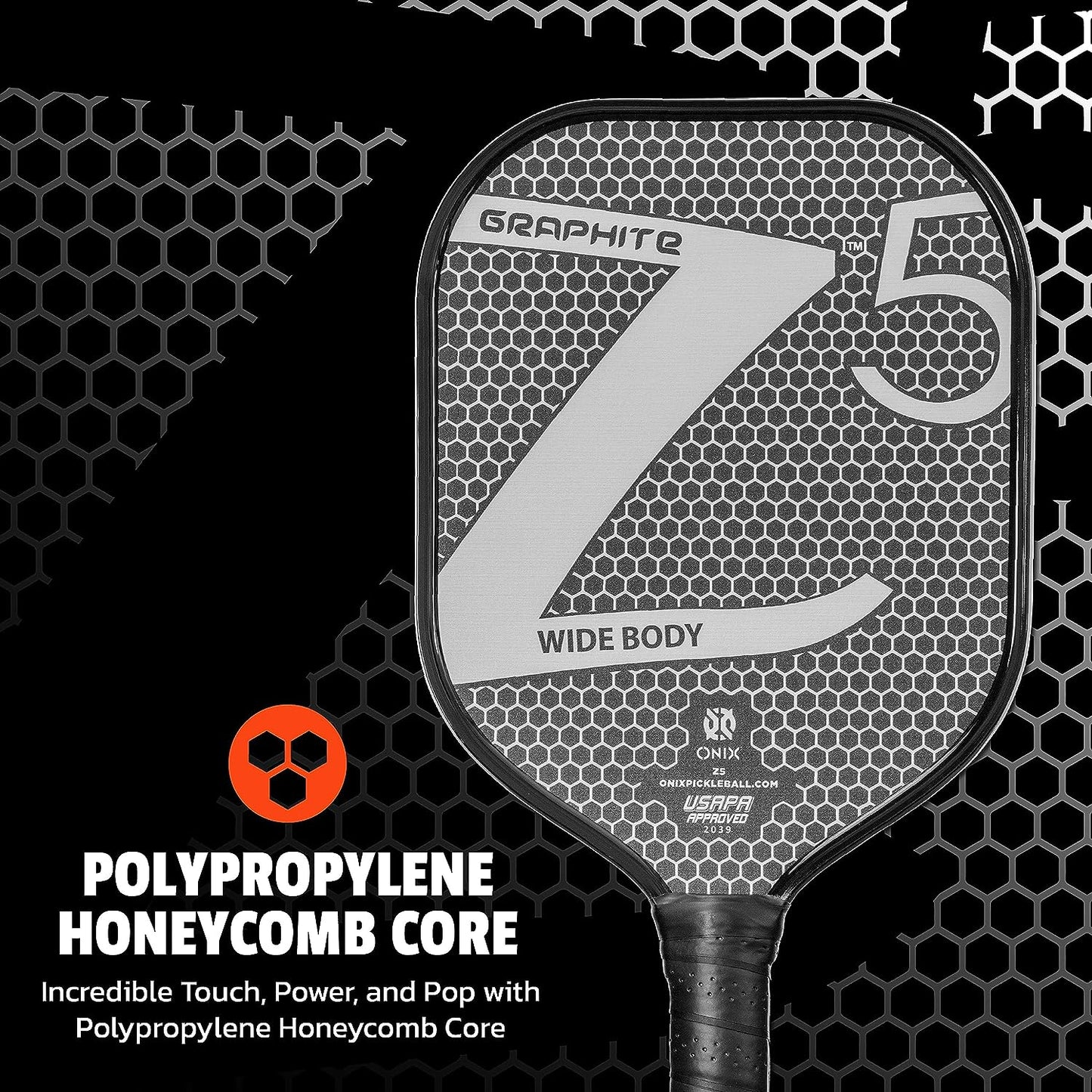 ONIX Graphite Z5 Graphite Carbon Fiber Pickleball Paddles with Cushion Comfort Pickleball Paddle Grip - USA Pickleball Approved
