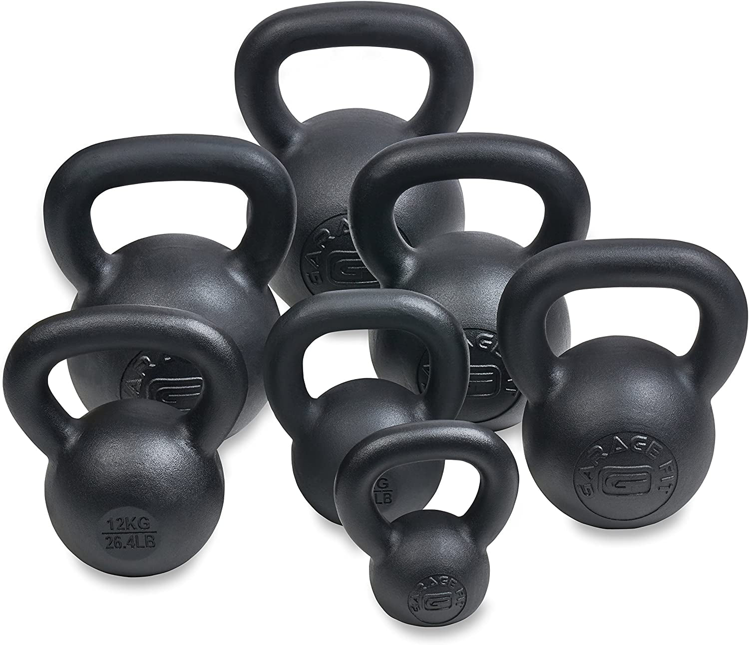 Powder Coated Kettlebells with LB and KG Markings - Strength Training, Functional Fitness, Plyometrics