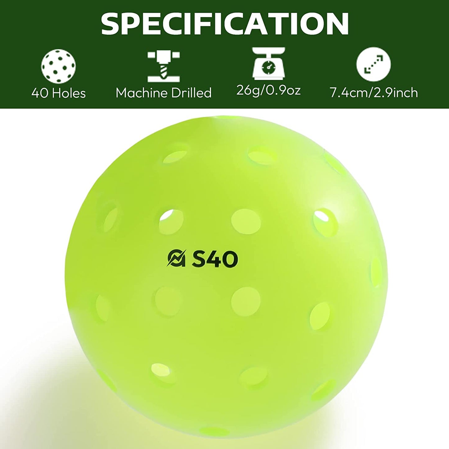 A11N S40 Outdoor Pickleball Balls- USA Pickleball Approved for Tournament Play, 3/6/12/50-Pack, Neon Green/Fuchsia/Tangerine