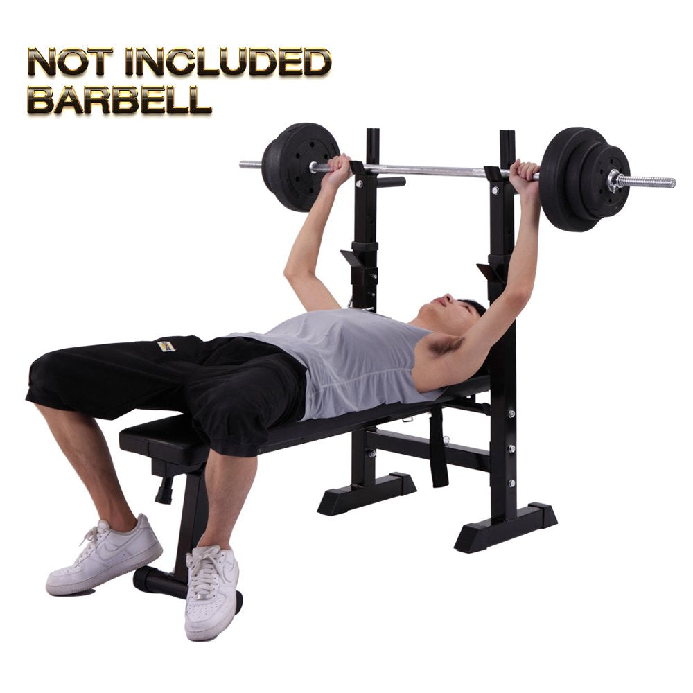 Folding Weight Bench Home Gym Adjustable Strength Training Adjustable Barbell Rack