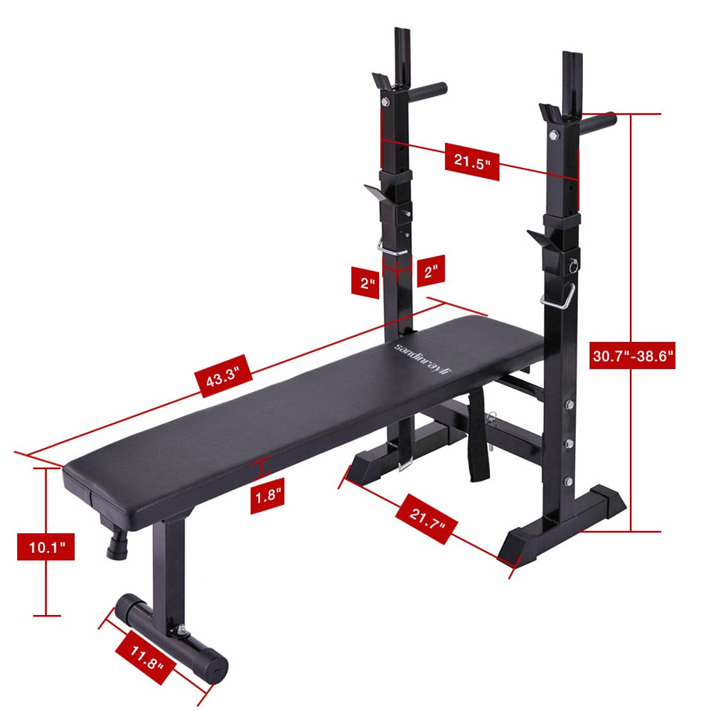 Folding Weight Bench Home Gym Adjustable Strength Training Adjustable Barbell Rack