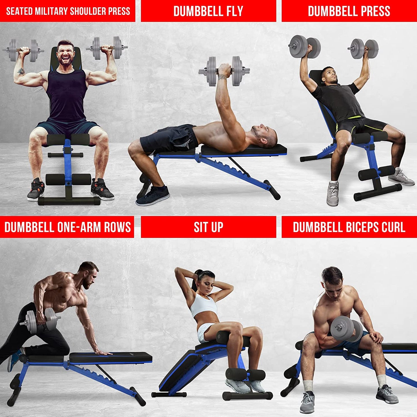 14 Gauge Steel Deluxe Adjustable Weight Bench for Multipurpose Incline Decline Exercises – Weight Capacity 900 Lbs Full Body Workout - Flat Weight Bench, Sit up Bench and Standard Weight Bench (Cobalt)