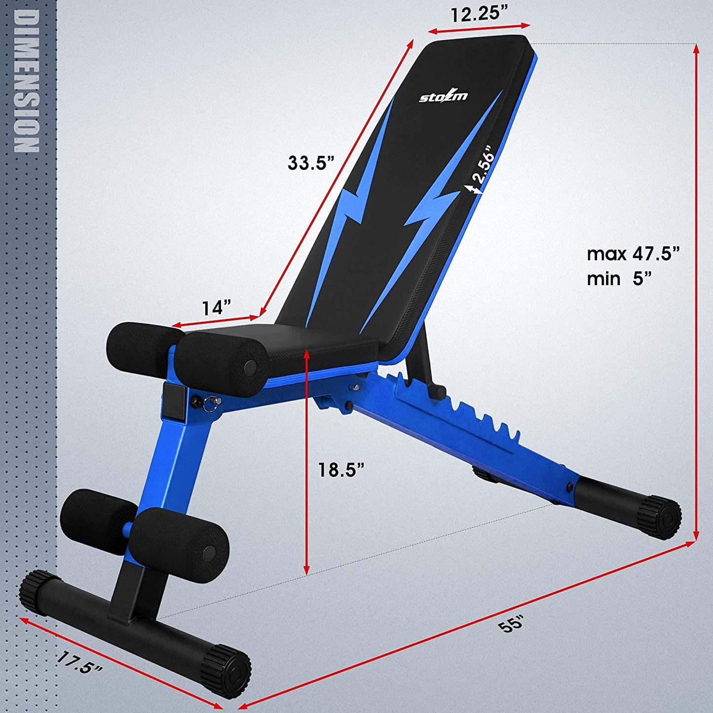 14 Gauge Steel Deluxe Adjustable Weight Bench for Multipurpose Incline Decline Exercises – Weight Capacity 900 Lbs Full Body Workout - Flat Weight Bench, Sit up Bench and Standard Weight Bench (Cobalt)