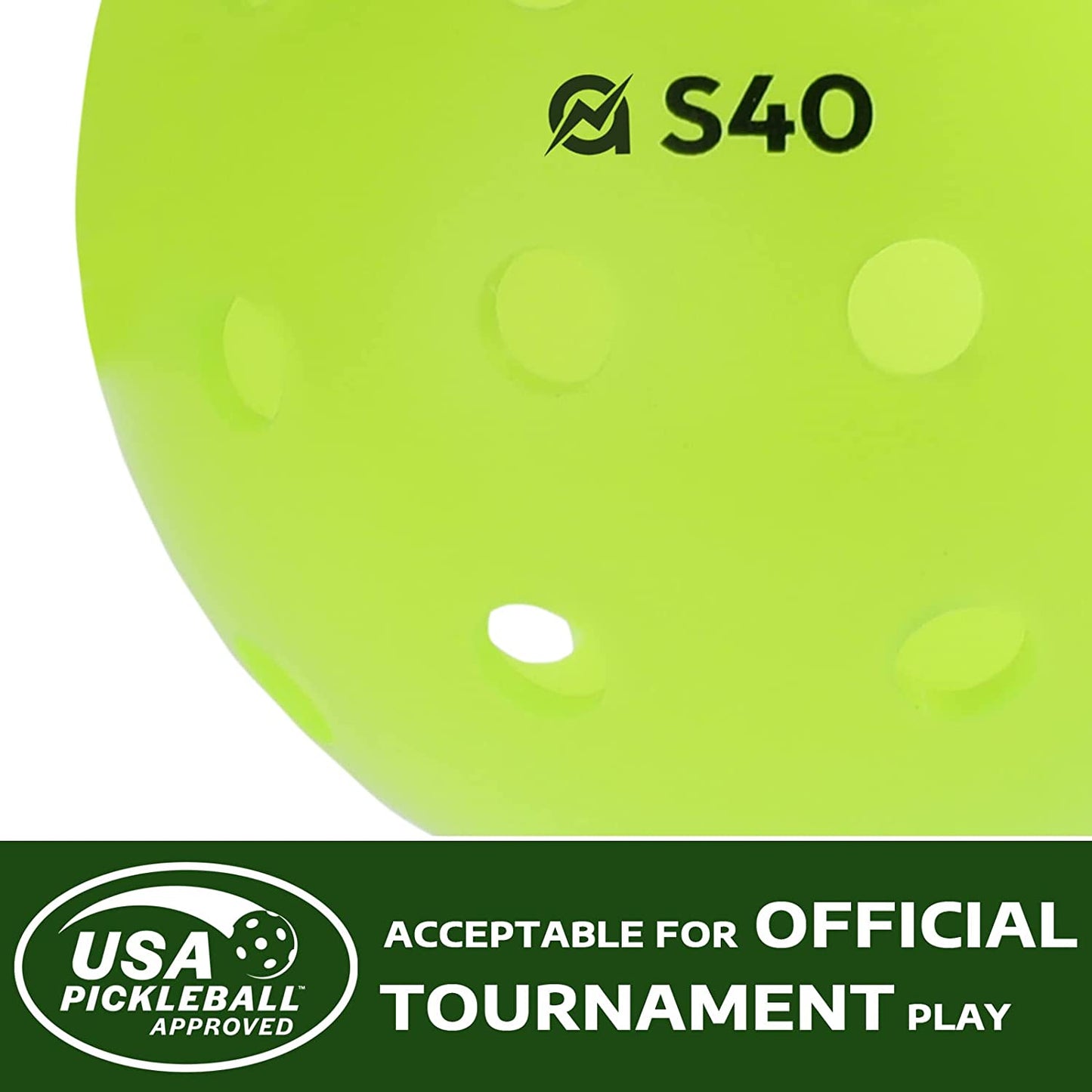 A11N S40 Outdoor Pickleball Balls- USA Pickleball Approved for Tournament Play, 3/6/12/50-Pack, Neon Green/Fuchsia/Tangerine