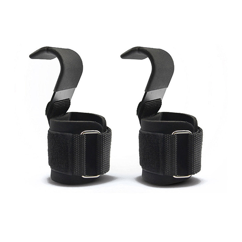 2 PCS Weight Lifting Hooks Hand-Bar Wrist Straps Gym Fitness Hook Weight Strap Pull-Ups Power Lifting Gloves for Weight Training