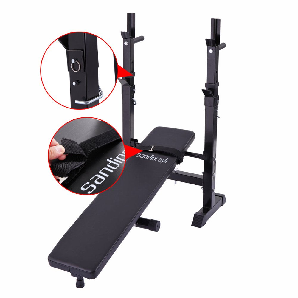 Folding Weight Bench Home Gym Adjustable Strength Training Adjustable Barbell Rack