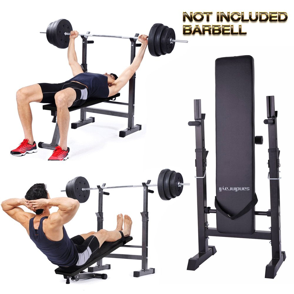 Folding Weight Bench Home Gym Adjustable Strength Training Adjustable Barbell Rack