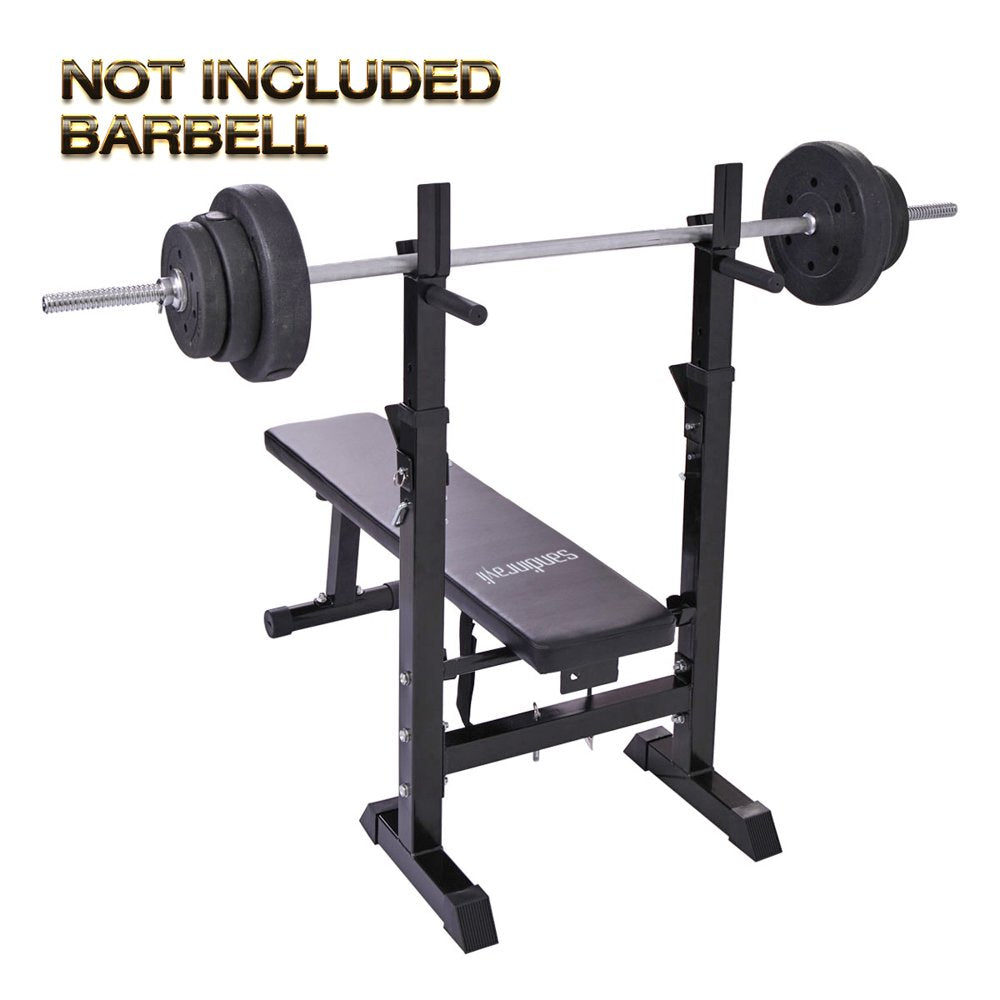 Folding Weight Bench Home Gym Adjustable Strength Training Adjustable Barbell Rack