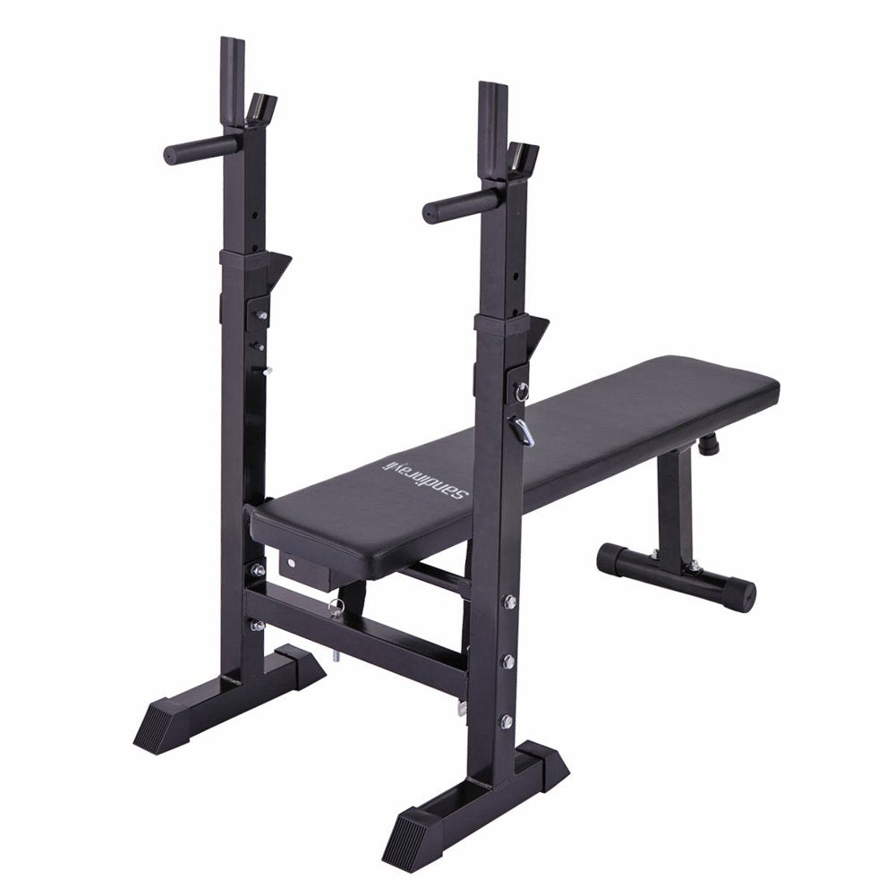 Folding Weight Bench Home Gym Adjustable Strength Training Adjustable Barbell Rack