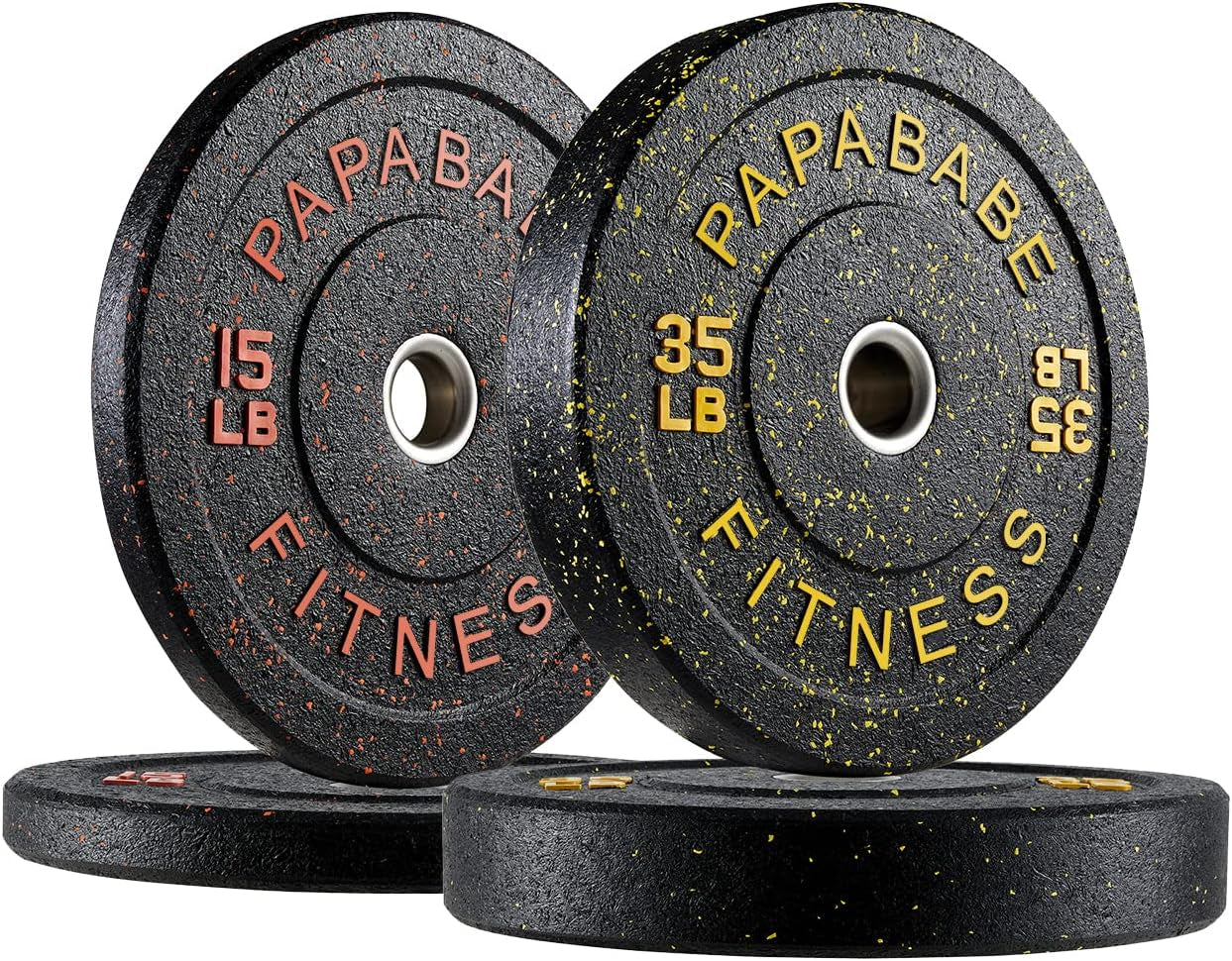 Bumper Plates, High-Bounce Olympic Weight Plates with Colored Fleck-Rubber Weights Plates for Weight Lifting and Strength Training
