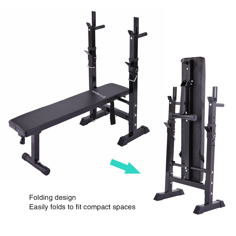 Folding Weight Bench Home Gym Adjustable Strength Training Adjustable Barbell Rack