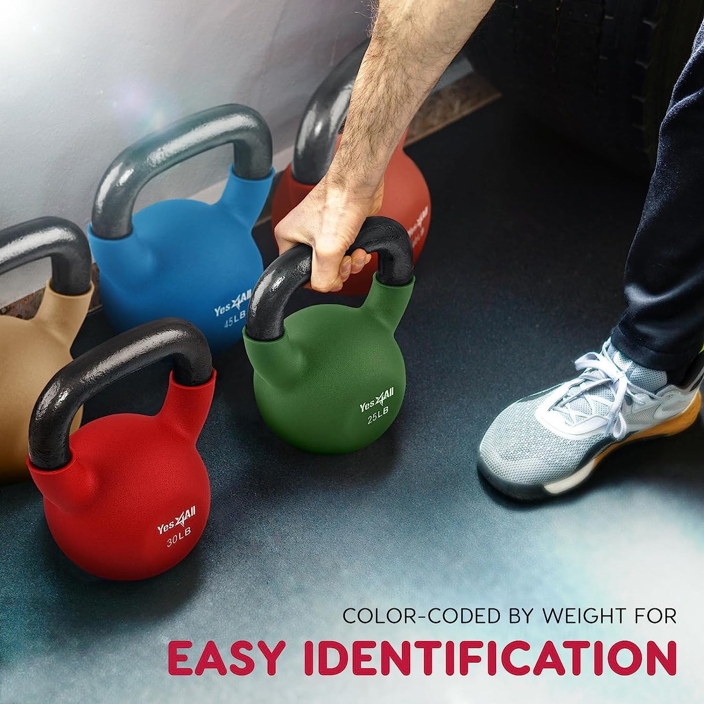 Contoured Adjustable/Neoprene Coated Strength Training Kettlebells Color Weights 5-50Lbs