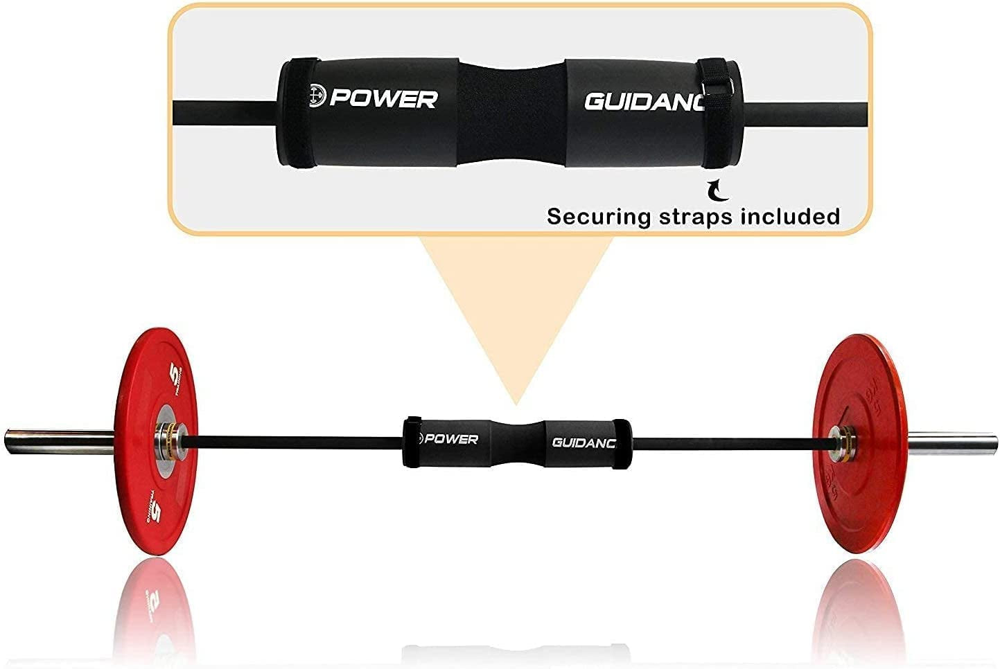 POWER GUIDANCE Barbell Squat Pad - Neck & Shoulder Protective Pad - Great for Squats, Lunges, Hip Thrusts, Weight Lifting & More - Fit Standard and Olympic Bars Perfectly-Black