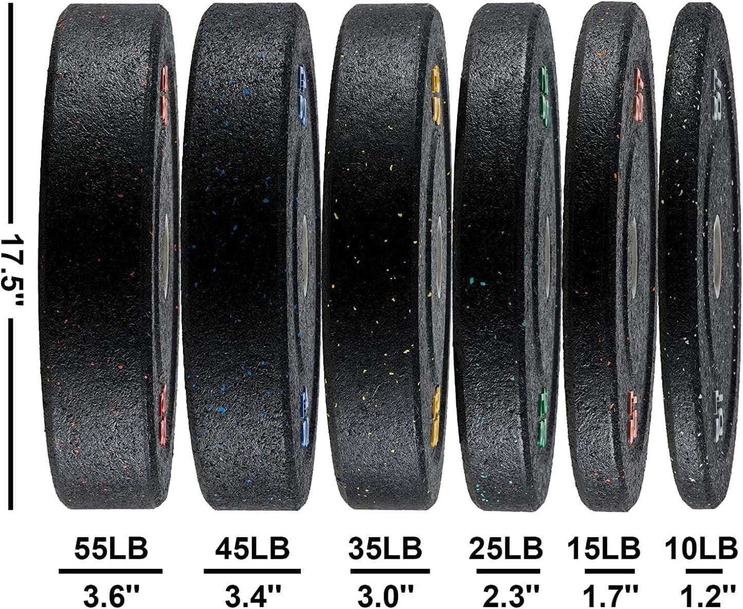 Bumper Plates, High-Bounce Olympic Weight Plates with Colored Fleck-Rubber Weights Plates for Weight Lifting and Strength Training
