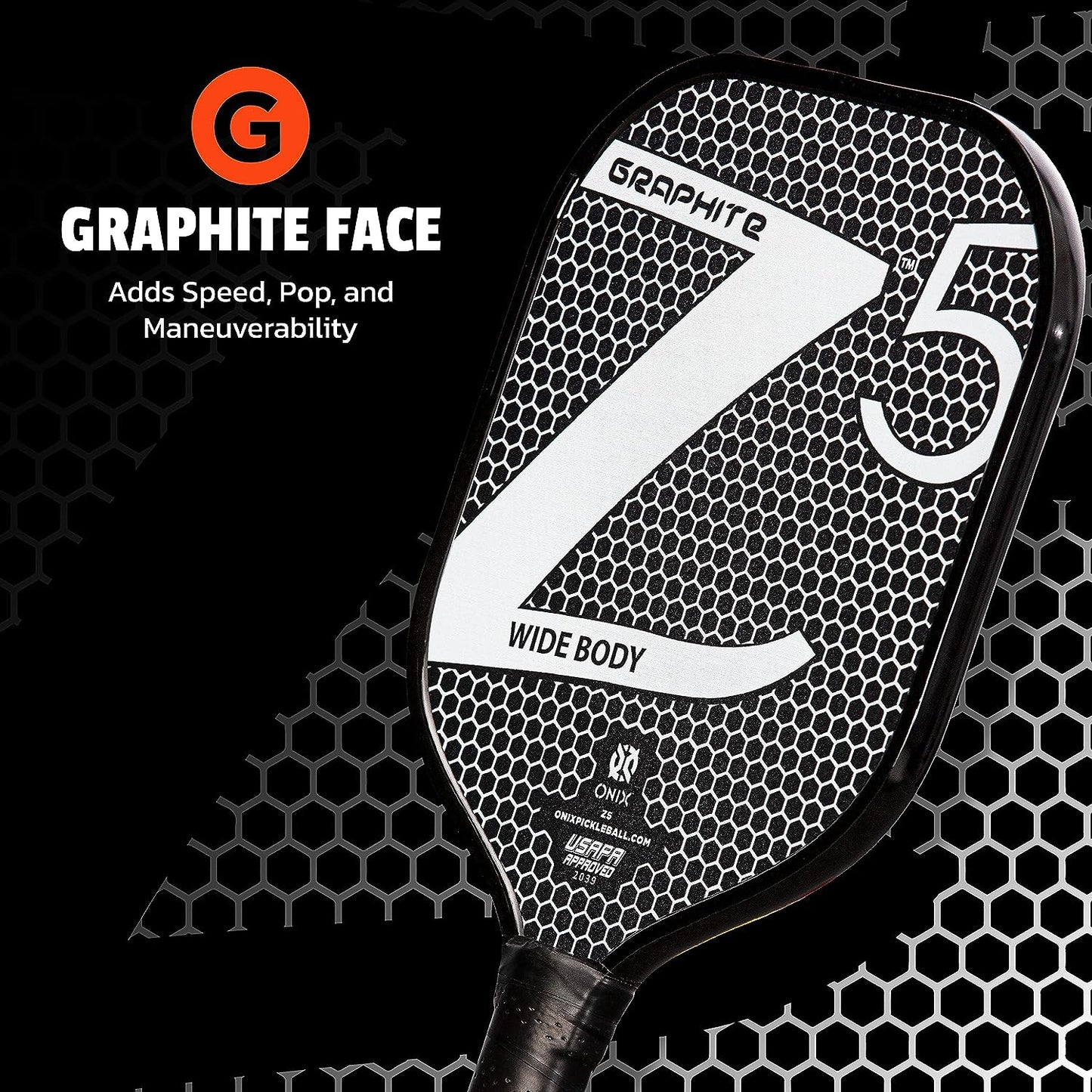 ONIX Graphite Z5 Graphite Carbon Fiber Pickleball Paddles with Cushion Comfort Pickleball Paddle Grip - USA Pickleball Approved