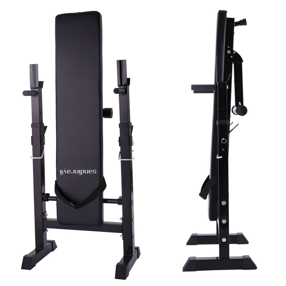 Folding Weight Bench Home Gym Adjustable Strength Training Adjustable Barbell Rack