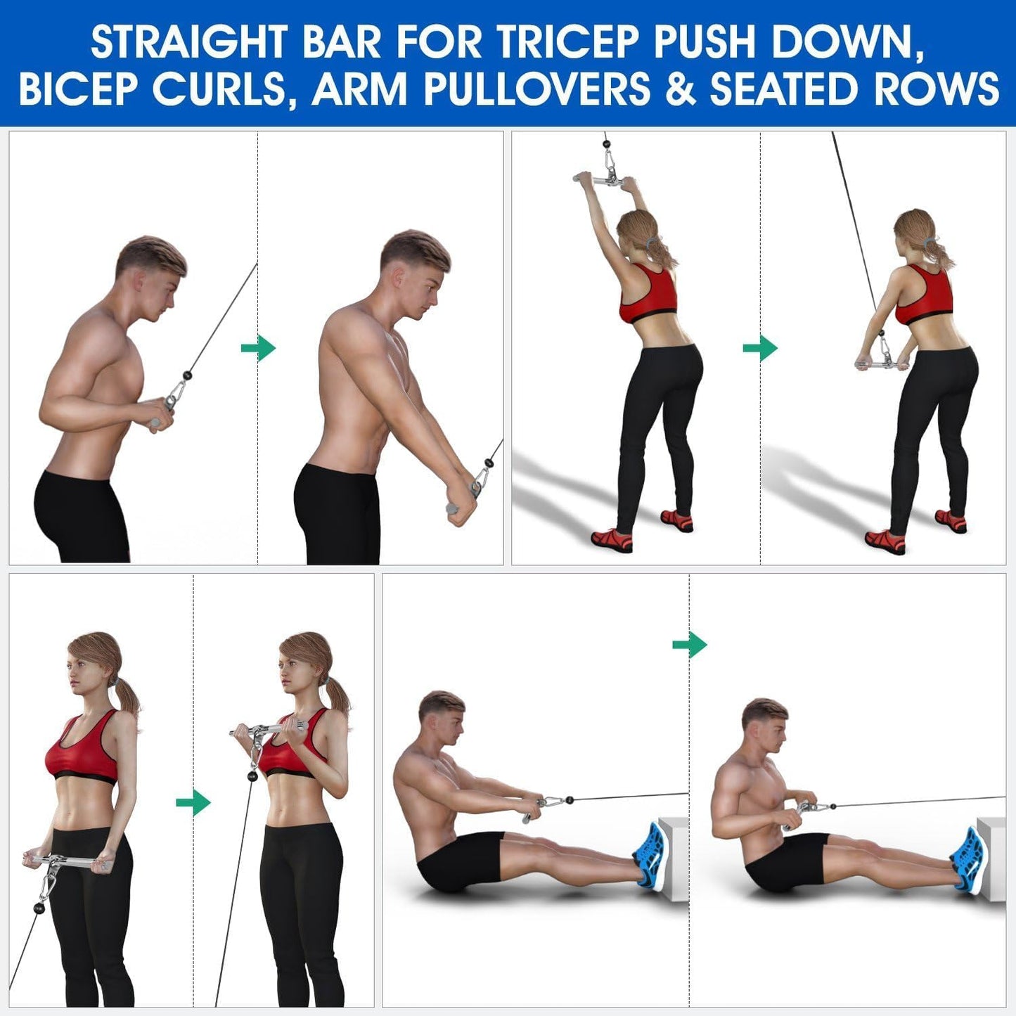 LAT Pull down Cable Attachment, Tricep Press down Bar, V-Shaped Bar with Diamond Knurl Handle, Bodybuilding Strength Training Attachments