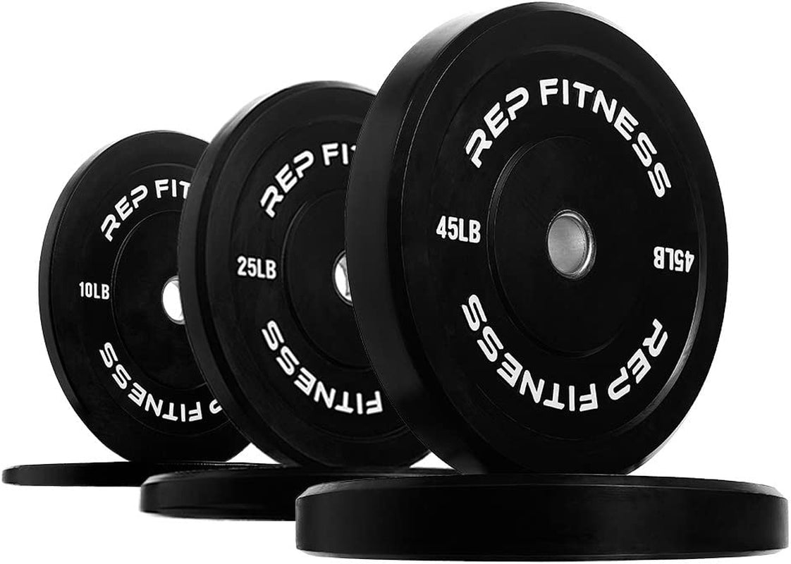 REP Fitness Black Bumper Plates for Strength and Conditioning Workouts and Weightlifting