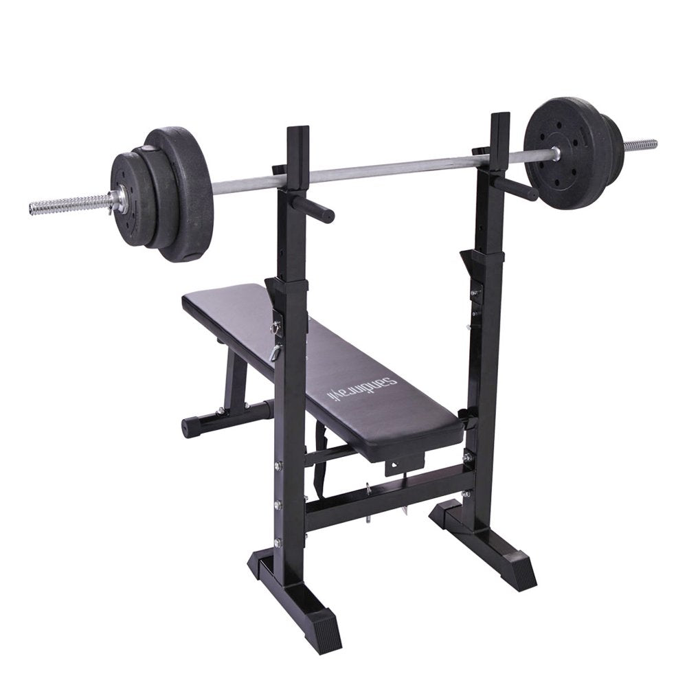 Folding Weight Bench Home Gym Adjustable Strength Training Adjustable Barbell Rack