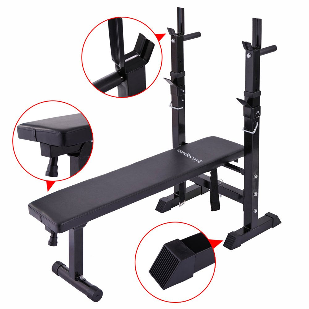 Folding Weight Bench Home Gym Adjustable Strength Training Adjustable Barbell Rack