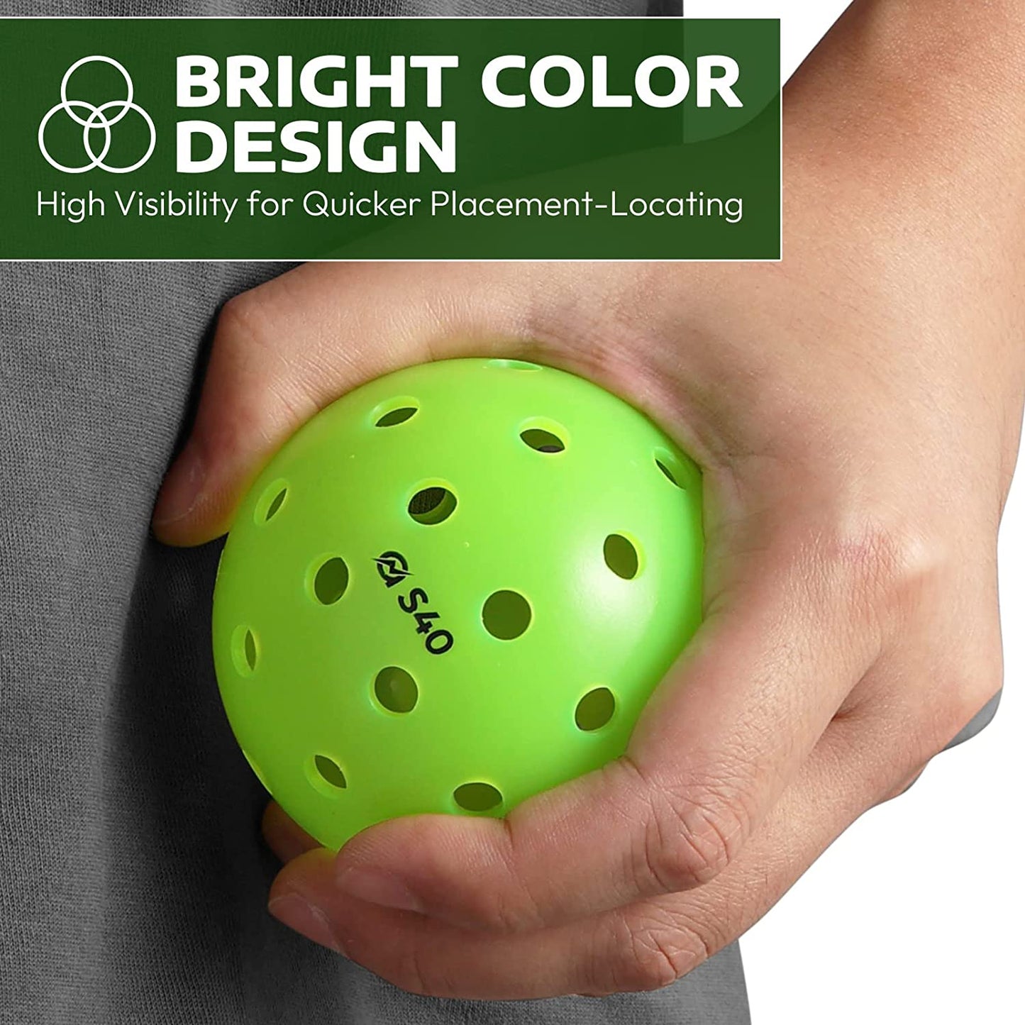 A11N S40 Outdoor Pickleball Balls- USA Pickleball Approved for Tournament Play, 3/6/12/50-Pack, Neon Green/Fuchsia/Tangerine