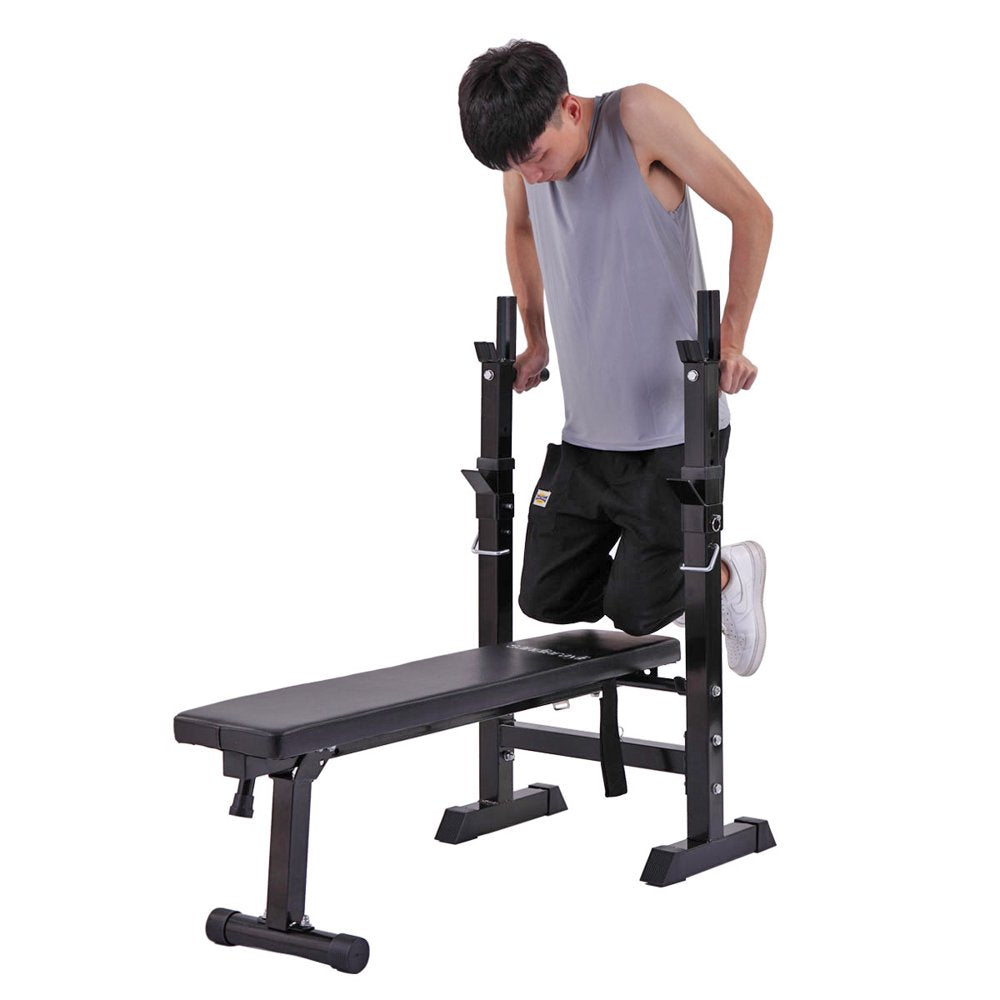 Folding Weight Bench Home Gym Adjustable Strength Training Adjustable Barbell Rack