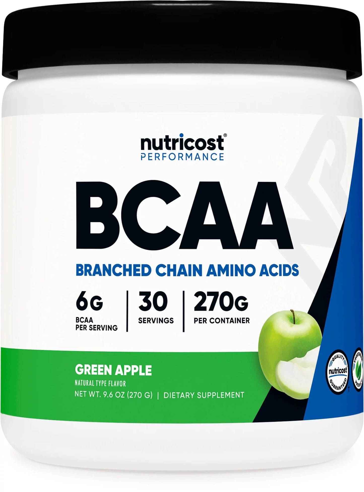 BCAA Powder 2:1:1 (Green Apple), 30 Servings - Amino Acid Supplement