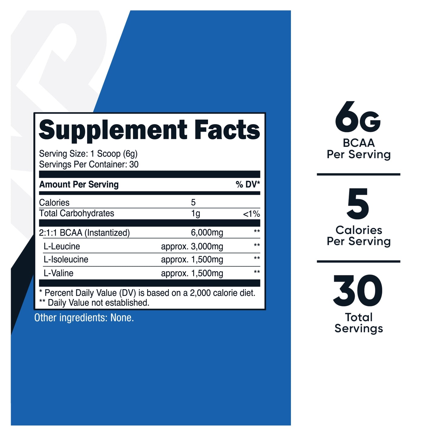 BCAA Powder- 2:1:1 (Unflavored) Supplement 30 Servings