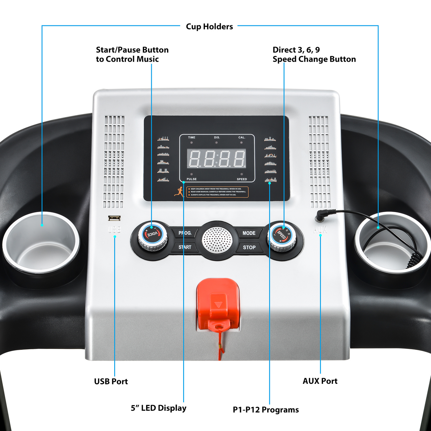 Folding Treadmill with Safety Lock and LCD Monitor