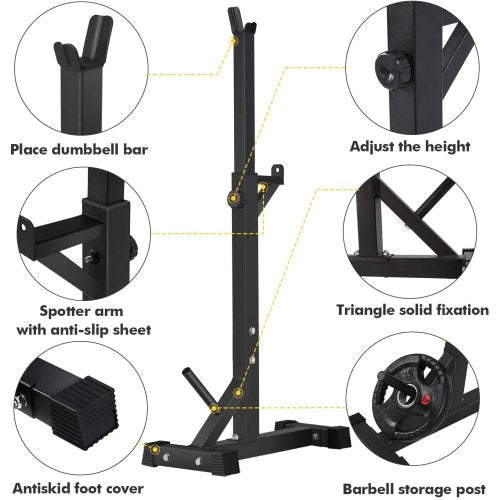 Fully Adjustable Squat Rack/Bench Press for Home Gym