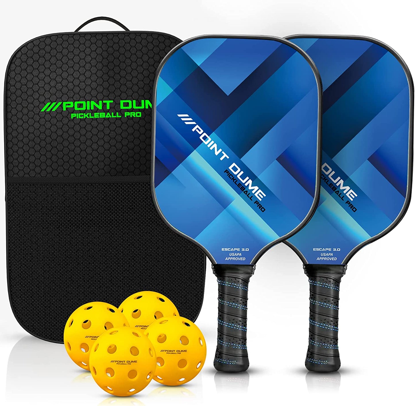 Pickleball Paddles Pickle Ball Raquette Set Premium Graphite Carbon Pickleball Paddle Set of 2 Paddles 4 Pickleballs and Carry Case Pickleball Set USAPA Approved Premium Pickleball Rackets