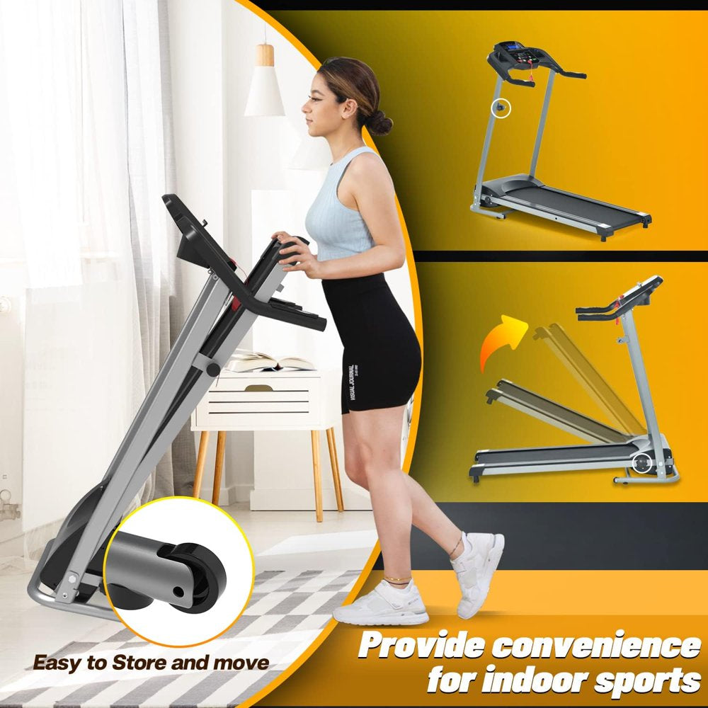 Merax Foldable Treadmill for Home 2.5 HP Portable Running, Jogging and Walking Machine with 12 per Set Programs 300 Lbs. Weight Capacity Device Holder Heartbeat Sensor and 3-Level Incline