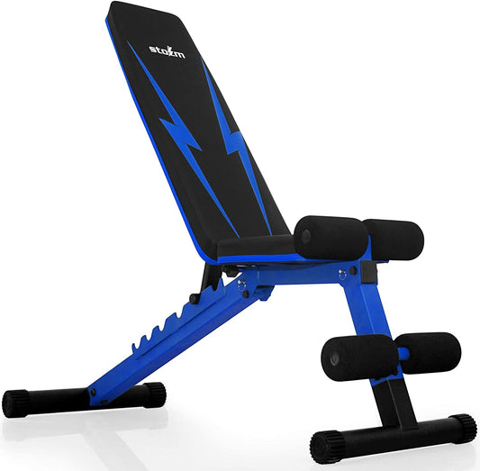14 Gauge Steel Deluxe Adjustable Weight Bench for Multipurpose Incline Decline Exercises – Weight Capacity 900 Lbs Full Body Workout - Flat Weight Bench, Sit up Bench and Standard Weight Bench (Cobalt)